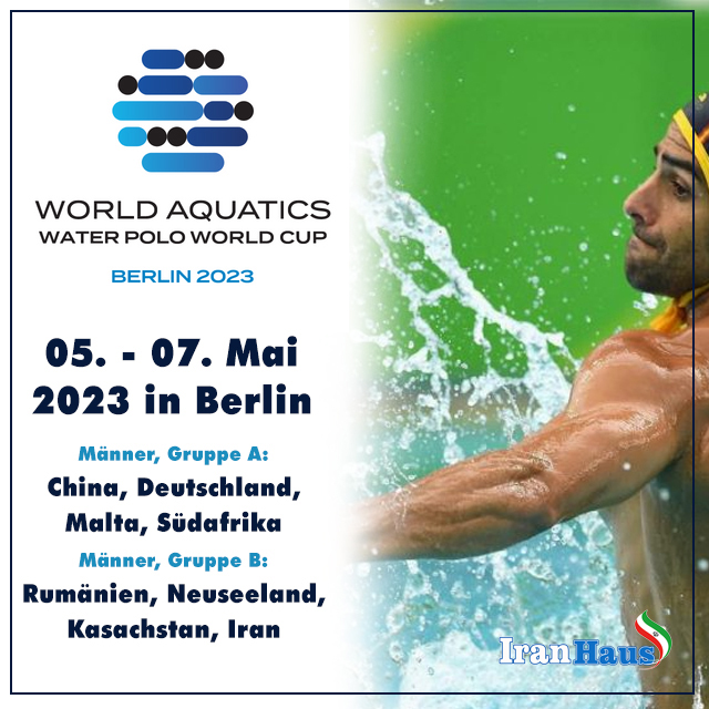 Irans Nationalmannschaft im Wasserball-Weltcups 2023 in Berlin