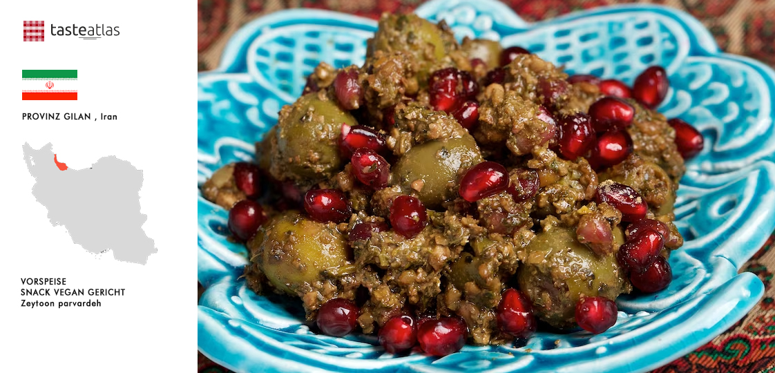 Irans Zeytoon Parvardeh (marinierte Oliven) zum weltbesten veganen Gericht gewählt